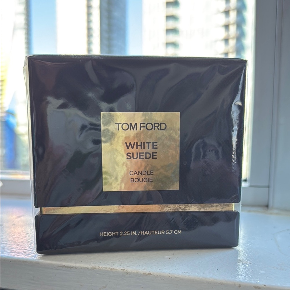 Tom Ford White Suede Candle in Black and Gold